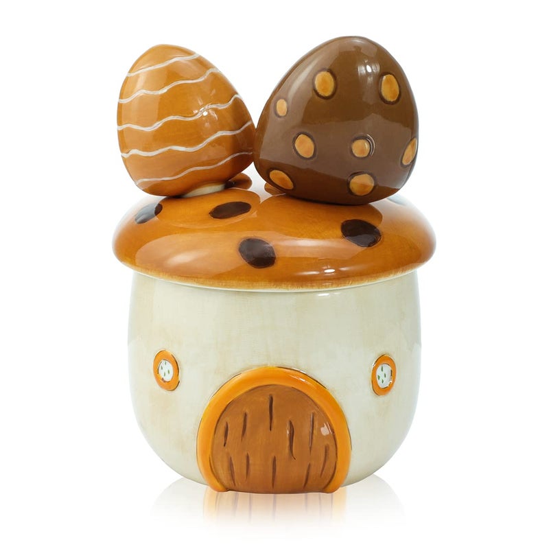 Sizikato 4pcs Porcelain Measuring Spoons with Base, Cartoon Mushroom House Shape - Image 2