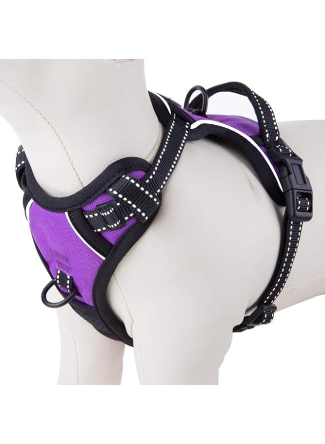 هارنس كلاب عاكس PHOEPET ضد السحب للكلاب الكبيرة فيست مع حلقتين معدنيتين لليش مقاس L لون بنفسجي