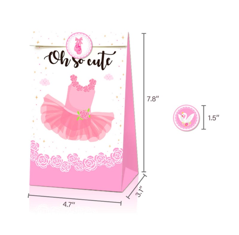 Roaring Good Time 12 PCS Ballerina Birthday Party Supplies Ballerina Party Favor Bags Dancing Queen Print Party for Dancing Girl Pink Parties Supplies Decoration Ballet Party Favor Bags - Image 2