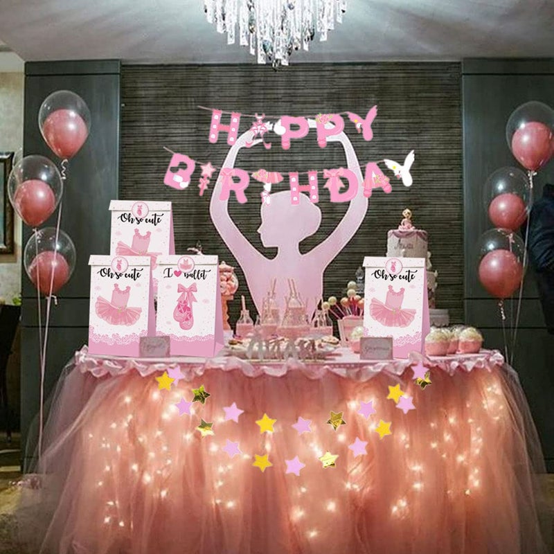 Roaring Good Time 12 PCS Ballerina Birthday Party Supplies Ballerina Party Favor Bags Dancing Queen Print Party for Dancing Girl Pink Parties Supplies Decoration Ballet Party Favor Bags - Image 3