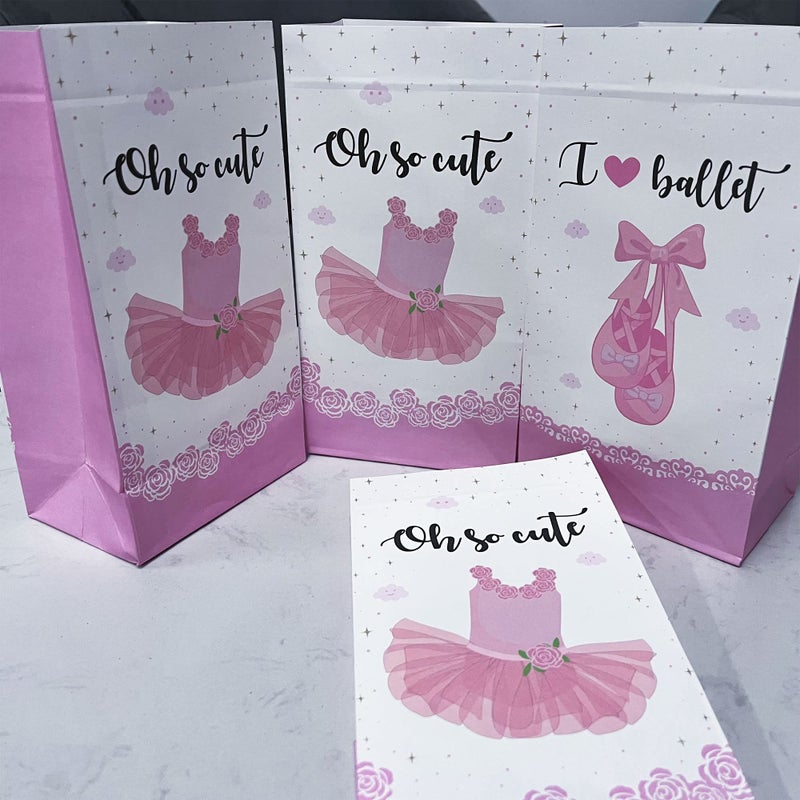 Roaring Good Time 12 PCS Ballerina Birthday Party Supplies Ballerina Party Favor Bags Dancing Queen Print Party for Dancing Girl Pink Parties Supplies Decoration Ballet Party Favor Bags - Image 5