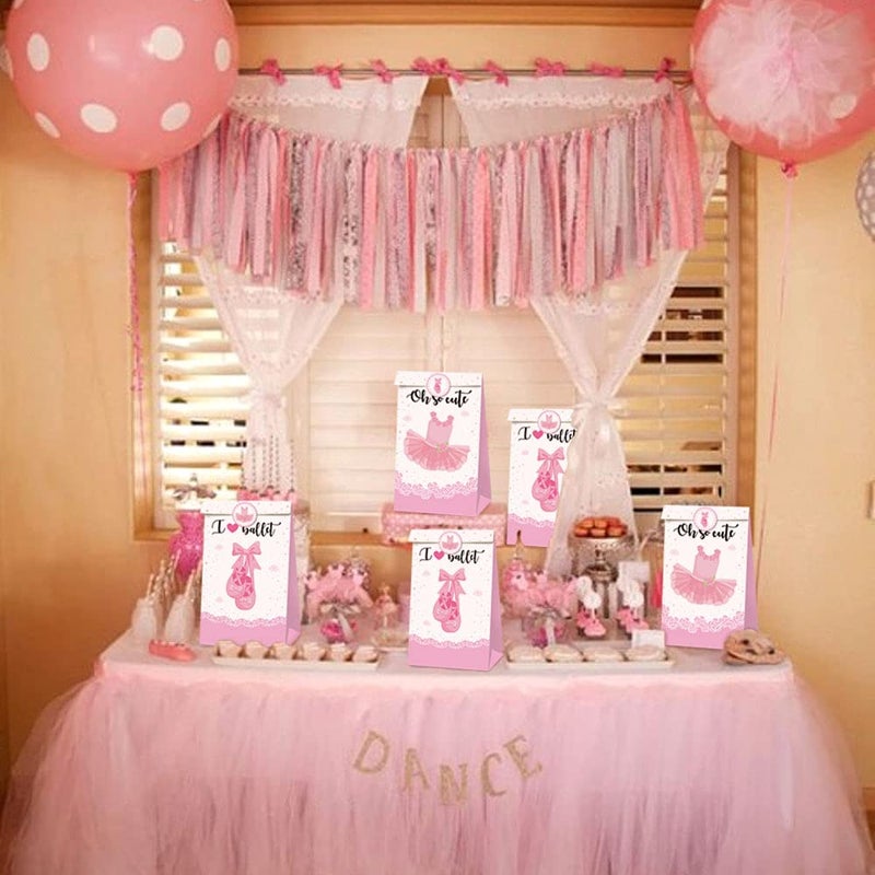 Roaring Good Time 12 PCS Ballerina Birthday Party Supplies Ballerina Party Favor Bags Dancing Queen Print Party for Dancing Girl Pink Parties Supplies Decoration Ballet Party Favor Bags - Image 4