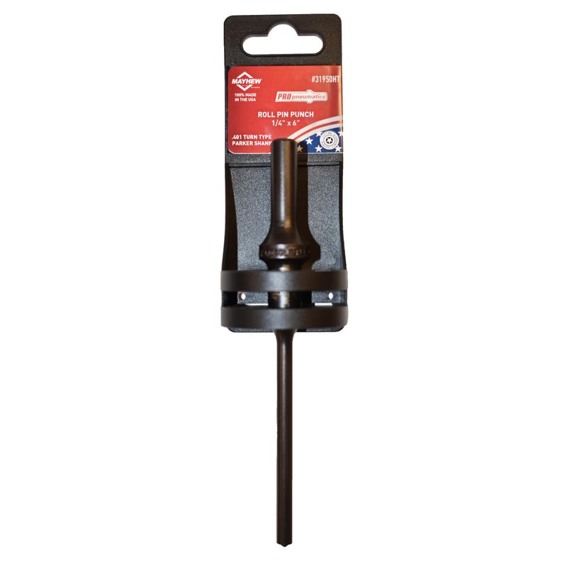 Mayhew Tools 31950HT Pneumatic Roll Pin Punch, 1/4" x 6" Hang Tag, Black Oxide Finish - Image 1