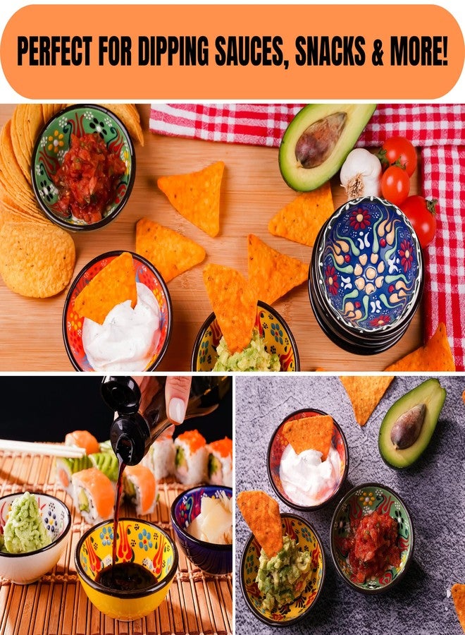 BCS Ceramic Pinch Bowls Set of 6, Small Bowls for Dipping - Cooking Prep & Charcuterie Board, Soy Sauce Dish, Multicolor Handmade Decorative Serving Dishes (3.2'' - 3 oz) - Image 2