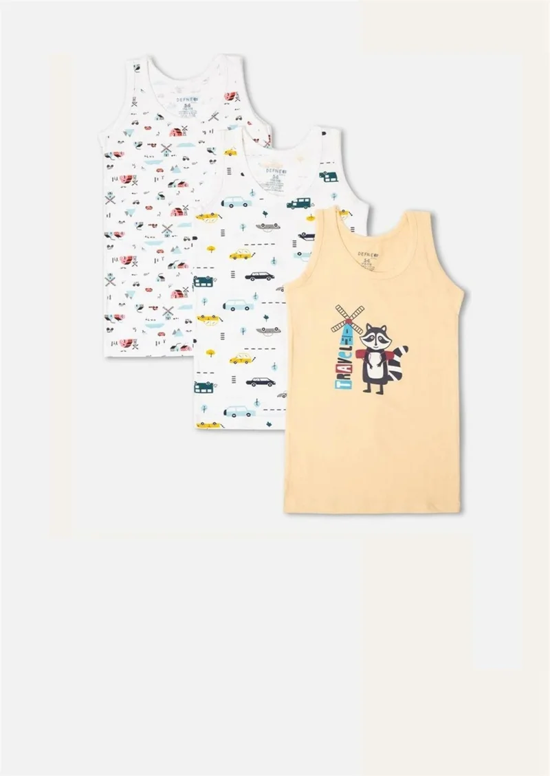Defne 3-Pack Mixed Patterned Boys Undershirt