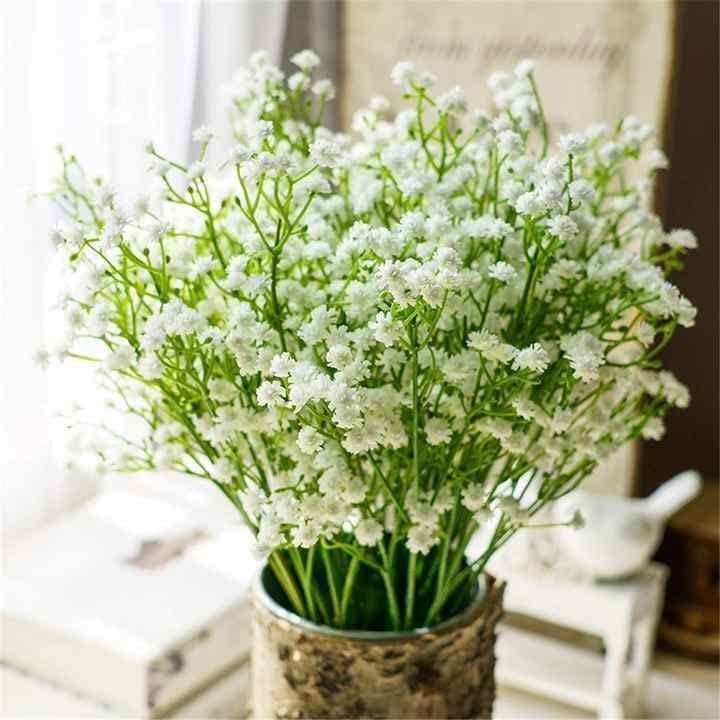 Generic Artificial Flowers for Decoration, Baby Breaths, Gypsophila Flowers for Home Decoration Bouquets Flowers Sticks for Gifting, DIY Craft, Without Vase, White, Pack of 5 Pieces  - Image 2