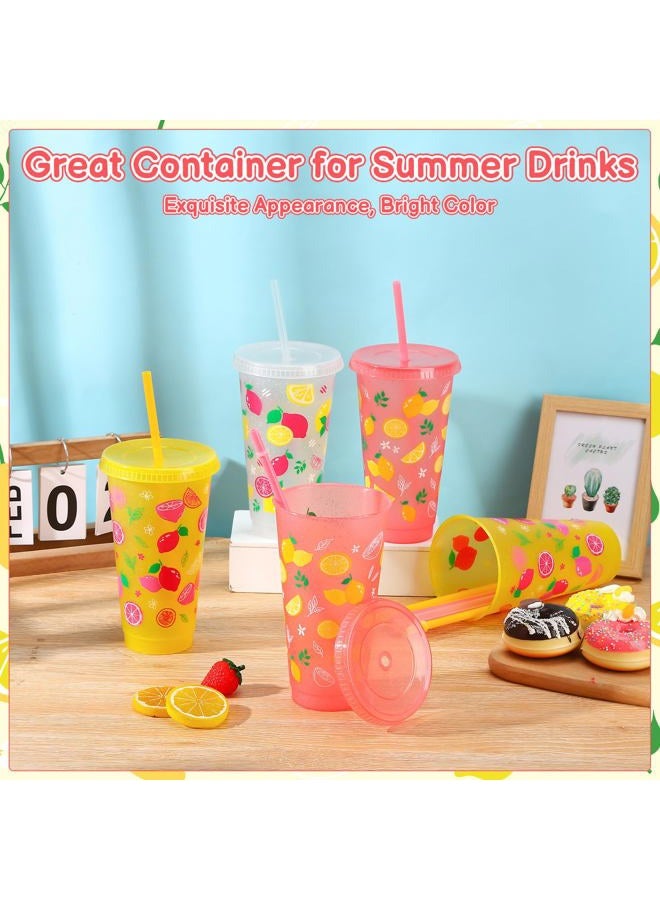 Ovveroche 12 Pcs Lemon Cups with Lids and Straws, 24 OZ Reusable Drinking Cups Bulk for Summer Fruit Party Birthday Baby Shower Supplies - Image 5