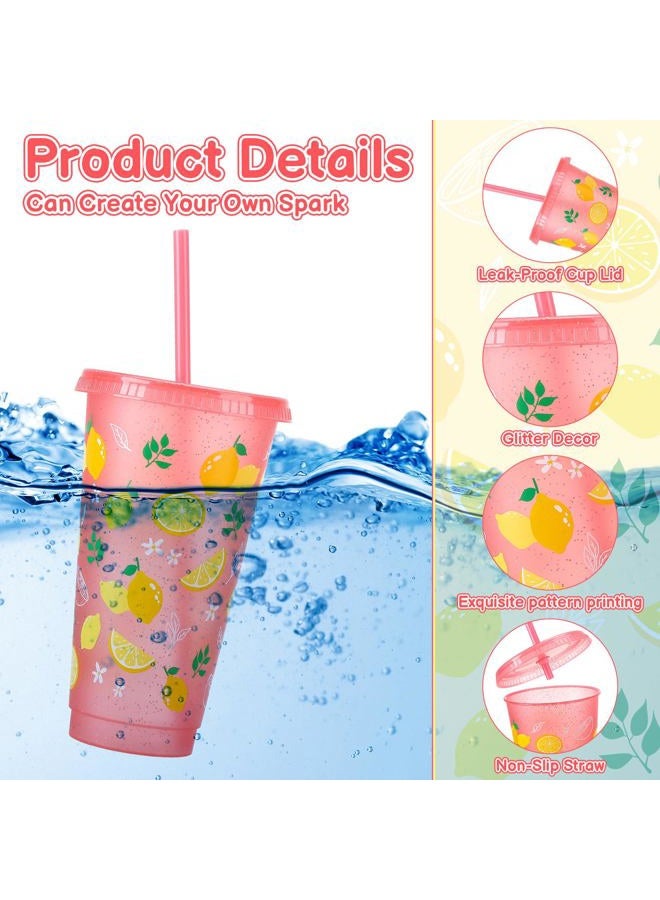Ovveroche 12 Pcs Lemon Cups with Lids and Straws, 24 OZ Reusable Drinking Cups Bulk for Summer Fruit Party Birthday Baby Shower Supplies - Image 3