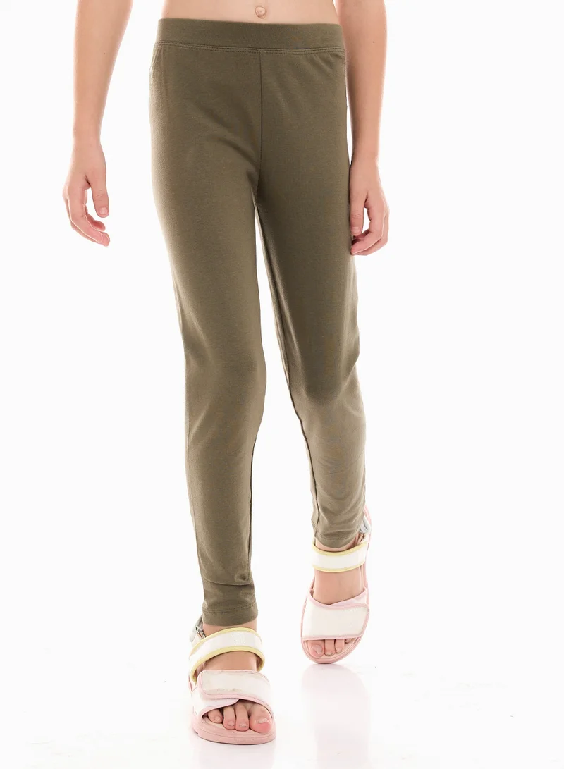 victor and jane Girls’ 2-Piece Outfit Set - (2-8 Years) Offwhite Tee & Olive Legging