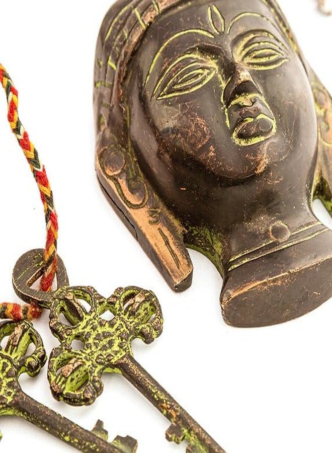 Rhapsodically Made Pure Brass Buddha Lock with 2 Keys | Antique Style Brass Padlock for Door, Gate, Almirah & Home Décor | Handcrafted Buddha Face Lock for Protection, Positivity & Vastu | Vintage Brass Security Lock - Image 4