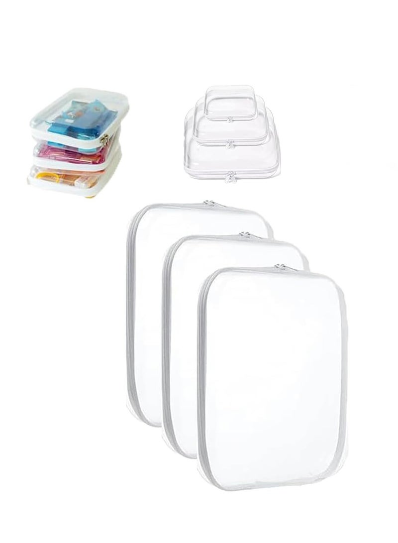KASTWAVE 3 PCS Zippered Transparent Cases for Snacks, Makeup Bag, Clear Organizer Bags, Organizer Zipper Travel Case, Portable Plastic Organizer Zipper Pouches Travel Case, A Glam Way to Organize - Image 1