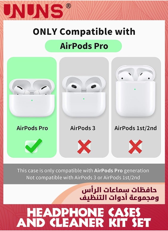 AirPods Pro Case Cover With Cleaner Kit And 3 Pairs Replacement Ear Tips(S/M/L),Soft Silicone Case Cover,Full Protective Case With Keychain,Front LED Visible-Pine Green