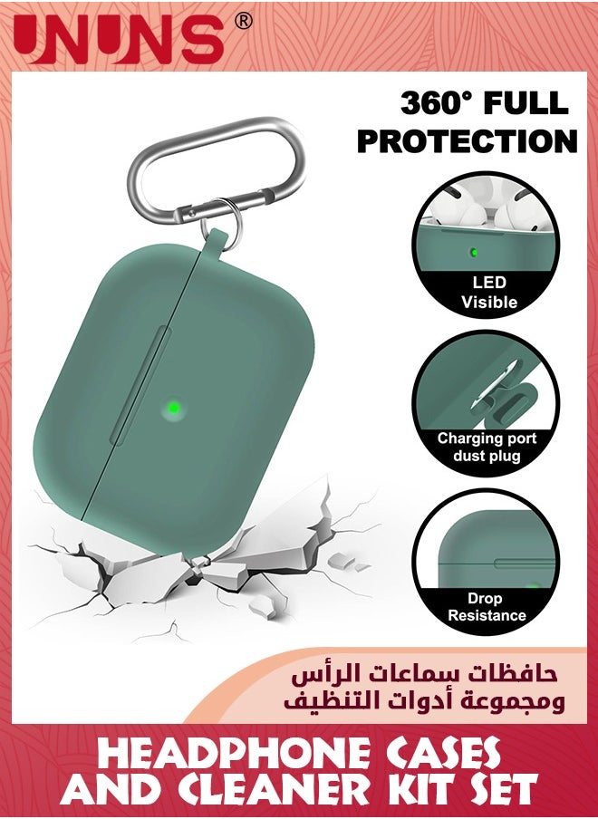 UNUNS AirPods Pro Case Cover With Cleaner Kit And 3 Pairs Replacement Ear Tips(S/M/L),Soft Silicone Case Cover,Full Protective Case With Keychain,Front LED Visible-Pine Green  - Image 4