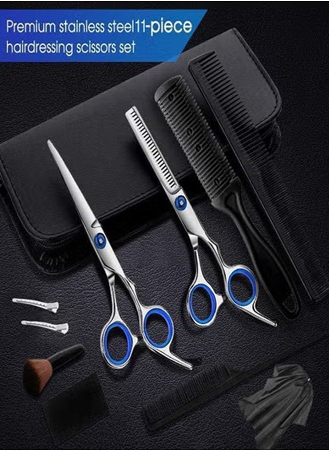 DMG TECH 11 Scissors Hair Set Scissors, Thin Scissors, Comb, Shawl, 2* Clip, Black Barber Scissors Set, Salon, Home  - Image 2