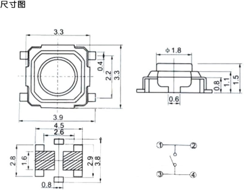 مفتاح ضغط لمسي 3x3x1.5 مم 4 دبوس فضي لجهاز التحكم عن بعد للسيارة 1000 قطعة - Image 3