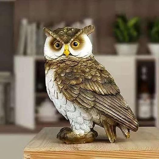 The Decorshed Owl Showpiece for Home Decor Table Decor Room Decoration Brown and White Resin Owl Figurine Pack of 1 - Image 1