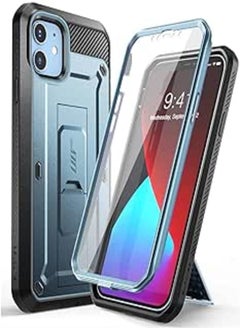Supcase unicorn beetle pro series case for iphone 12 mini (2020 release) 5.4 inch, built-in screen protector full-body rugged holster case (cerulean)