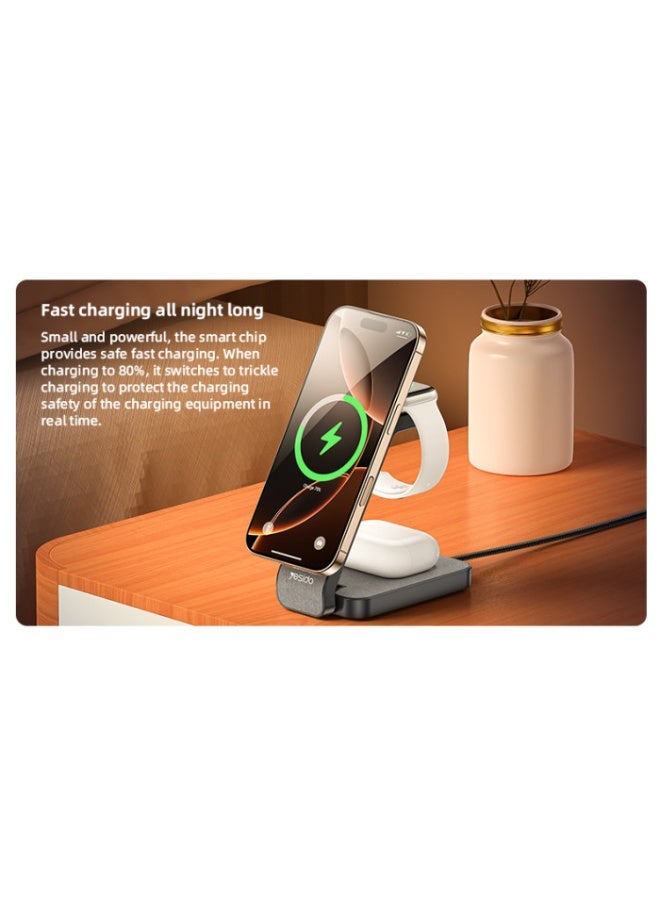 يسيدو DS26 شاحن لاسلكي سريع بقوة 20 وات مع تصميم قابل للطي وإضاءة ليلية وحامل سطح مكتب 5 في 1 وشاحن لاسلكي - Image 4