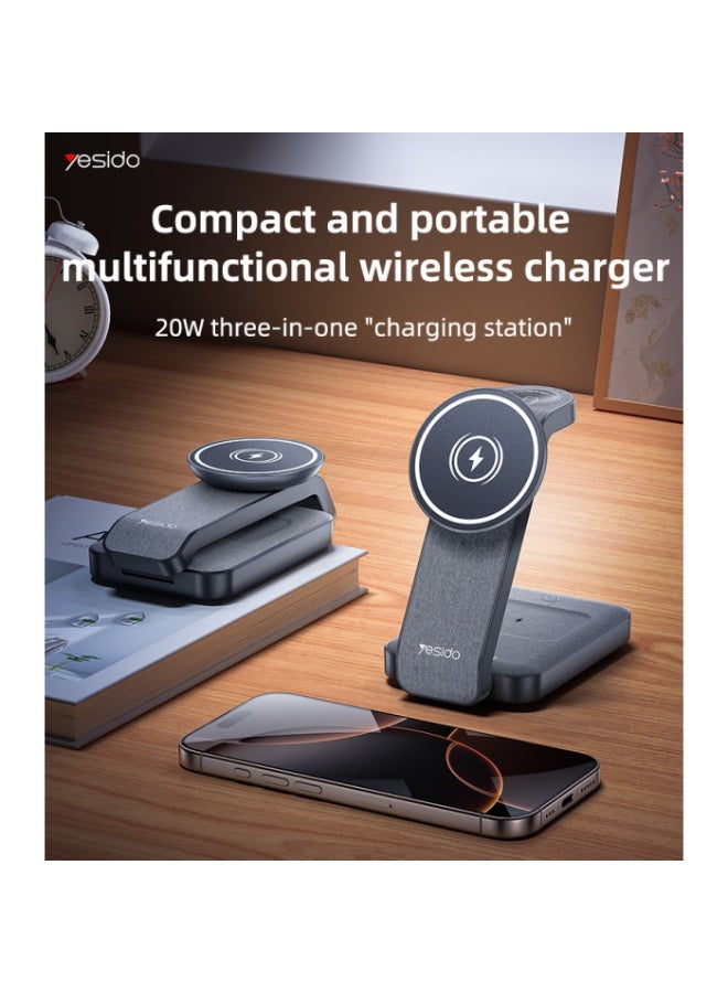 يسيدو DS26 شاحن لاسلكي سريع بقوة 20 وات مع تصميم قابل للطي وإضاءة ليلية وحامل سطح مكتب 5 في 1 وشاحن لاسلكي - Image 2