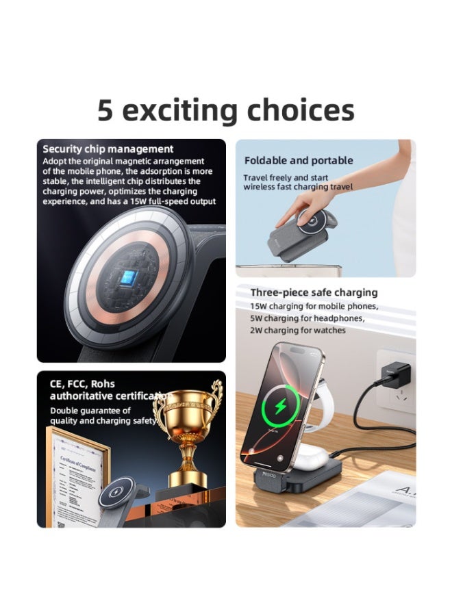 يسيدو DS26 شاحن لاسلكي سريع بقوة 20 وات مع تصميم قابل للطي وإضاءة ليلية وحامل سطح مكتب 5 في 1 وشاحن لاسلكي - Image 3