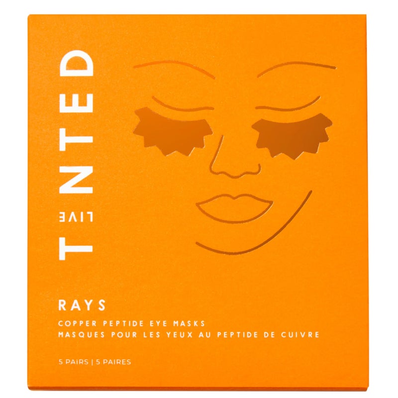 Live Tinted Rays Copper Peptide Eye Masks - Cooling, Brightening, and Nourishing Under Eye Patches, Reduces Fine Lines, Depuffs, & Hydrates with Copper Peptides, Banana Extract, and Bakuchiol - 1 Pair - Image 1