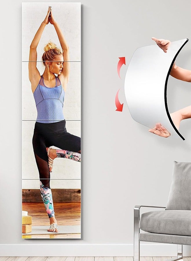Glass Full Length Wall Mirror Tiles22×22CM 4PCS, Frameless Full Body Mirror for Home Gym, Bedroom, Living Room Versatile Wall Mirror with Unrivaled Clarity  - Image 2