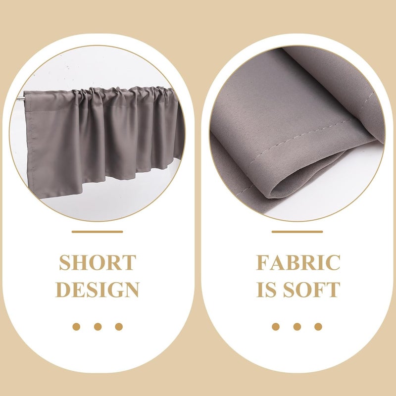 Abaodam Kitchen Window Valance Curtain Gray Cotton Short Window Curtains 45x145cm Light Blocking Valance for Bedroom Bathroom - Image 4