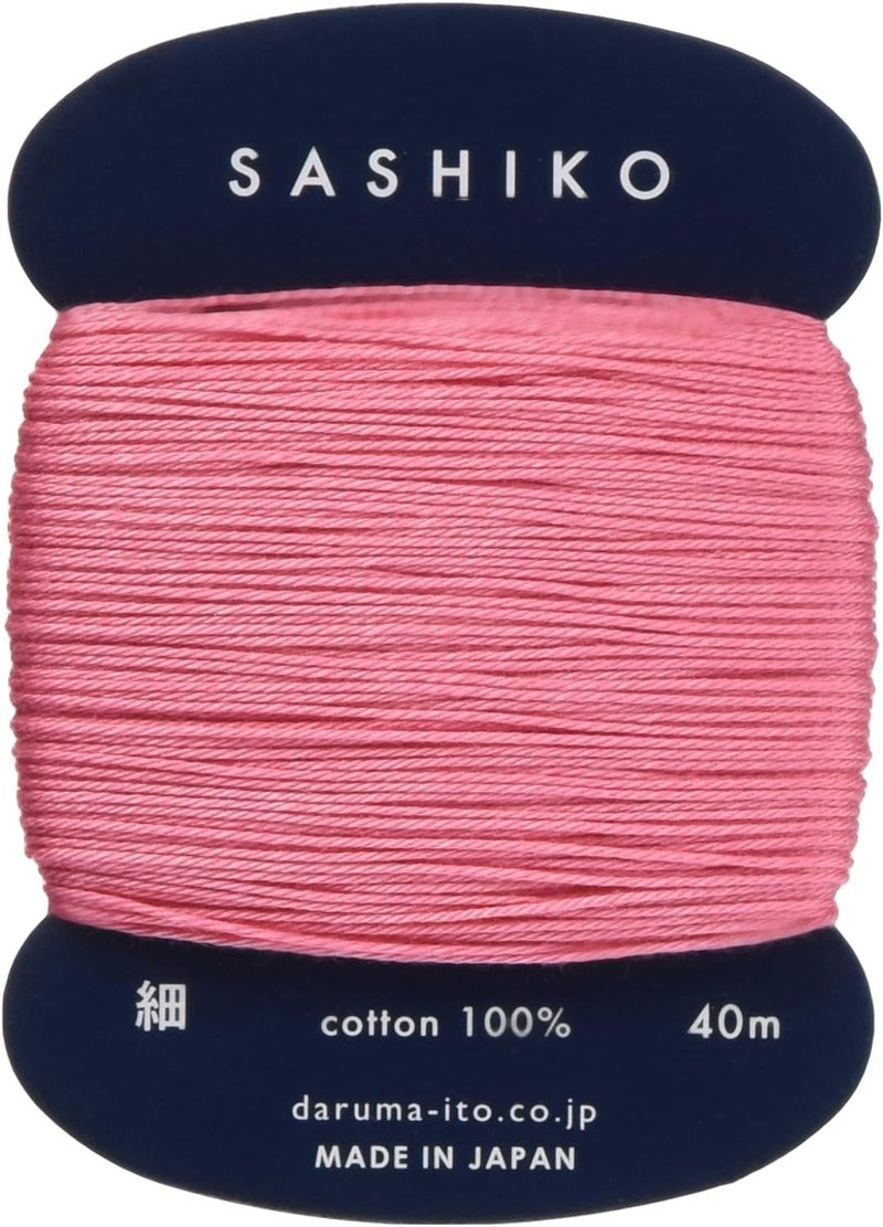 Daruma Yokota Daruma Sashiko Thread Single and Variegated Color (Japanese Apricot Rose Pink, Thin 40M Card) - Image 1