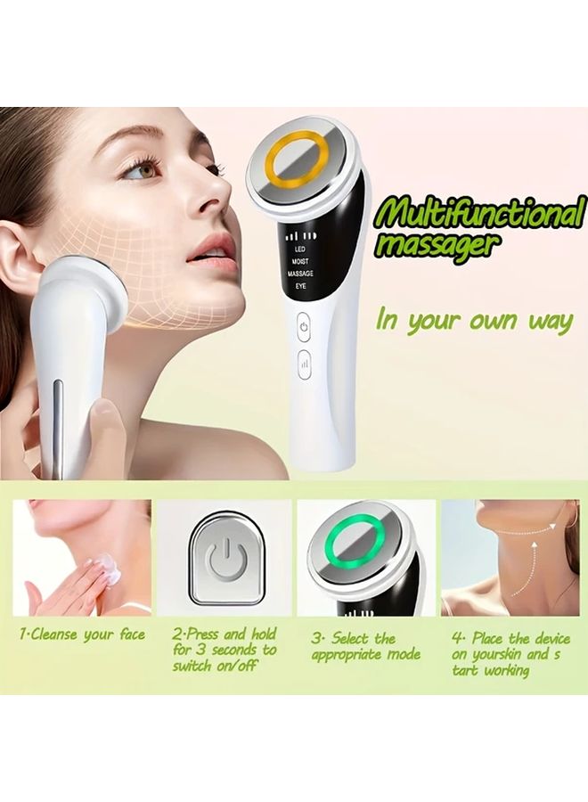 وايت 4 في 1 مساج الوجه القابلة لإعادة الشحن عبر USB للعناية بالوجه والعنق والعينين - Image 3