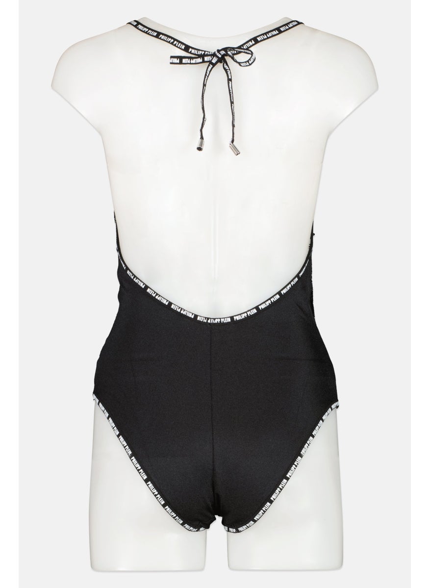 PHILIPP PLEIN Women Textured Sequin Non Padded Non Wired  One Piece, Black  - Image 2