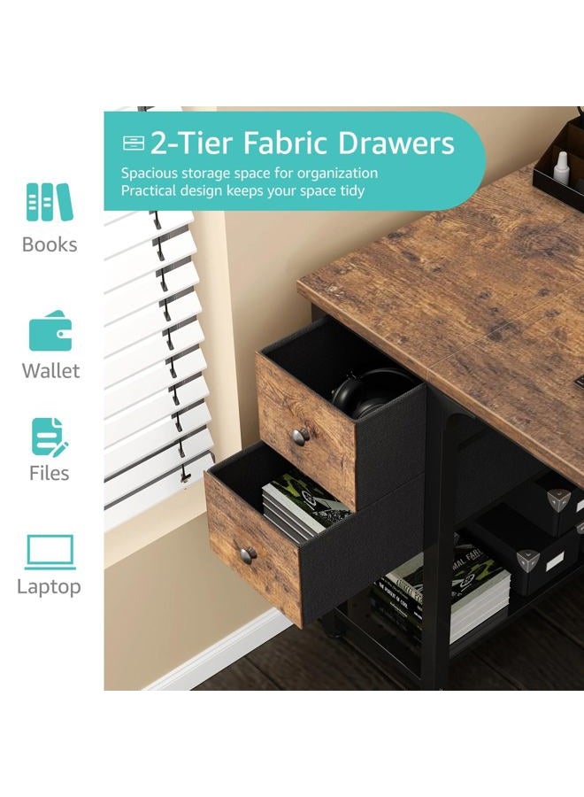Lufeiya Gaming Desk with Fabric Drawers, 47 Inch Computer Desk for Home Office, Modern Simple Study Writing Table PC Desks for Bedroom, Black - Image 5