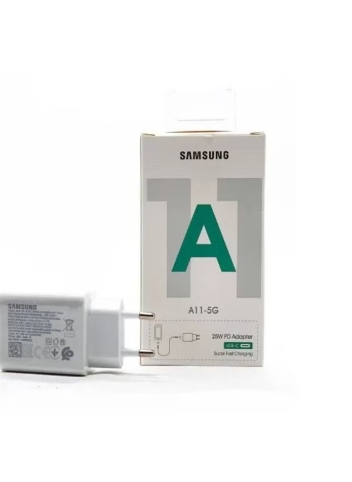 ماركة غير محددة - محول شاحن سامسونج A11-5G 25 واط أبيض - Image 1