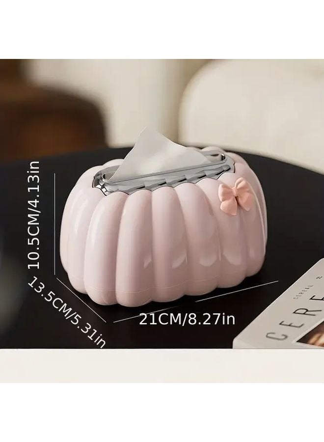 White Shell Shaped Tissue Box Holder With Pink Bow Decorative Storage Organizer - Image 3