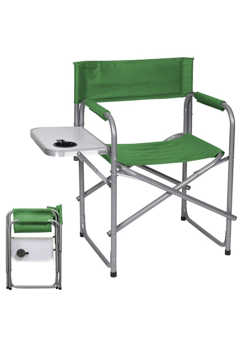 كادي ون كرسي تخييم قابل للطي مزود بطاولة جانبية مع حامل اكواب، مقعد رحلات قماشي بإطار ألمنيوم متين، كرسي رحلات محمول بمساند ذراع مثالي للاستخدام الداخلي و الخارجي و النزهات - Image 1