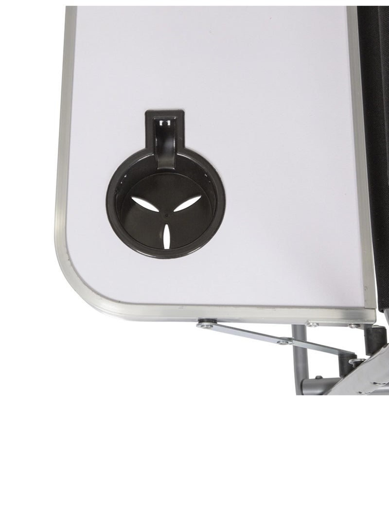 كادي ون كرسي تخييم قابل للطي مزود بطاولة جانبية مع حامل اكواب، مقعد رحلات قماشي بإطار ألمنيوم متين، كرسي رحلات محمول بمساند ذراع مثالي للاستخدام الداخلي و الخارجي و النزهات - Image 4