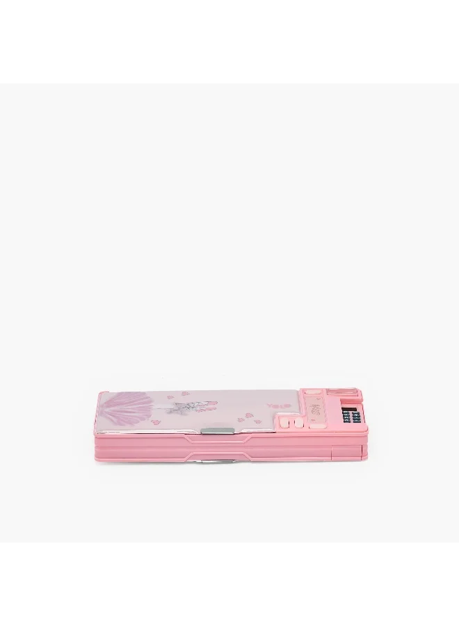 YOLO Pencil Case-Ballerina-2 Cmprts- (Plastic) Pink \ 3.8X26X9.5