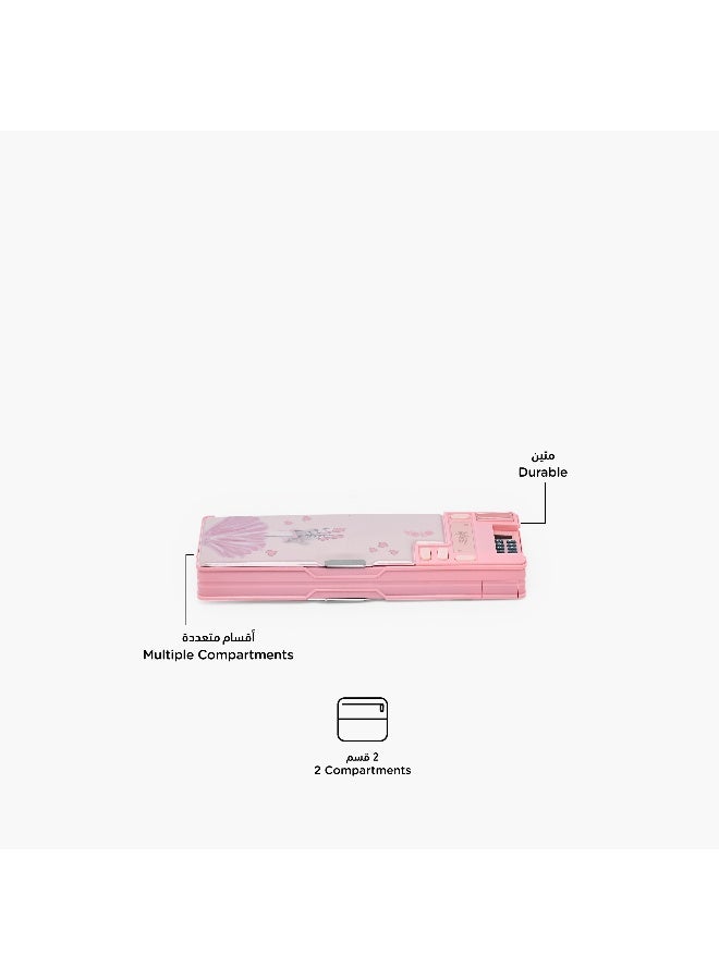 YOLO Pencil Case-Ballerina-2 Cmprts- (Plastic) Pink \ 3.8X26X9.5 - Image 3