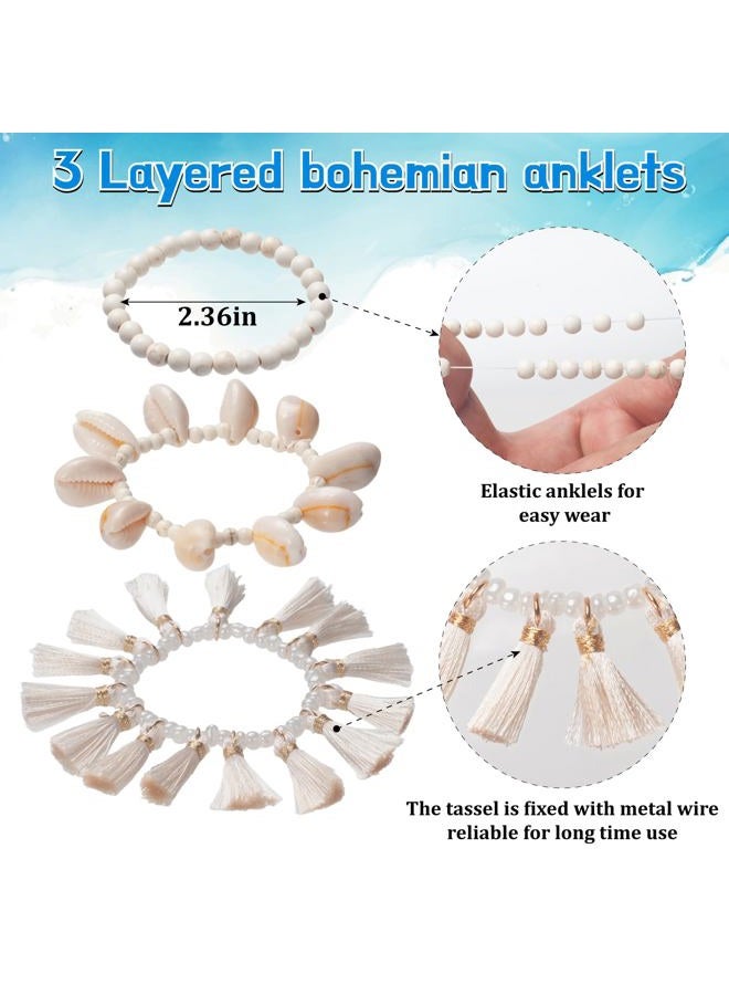 GHGMAO Princess Costume Accessories Hawaiian Flowers Garland Headband Flower Clips Necklace Boho Shell Anklet Halloween Party Favors Dress Up Accessories - Image 5