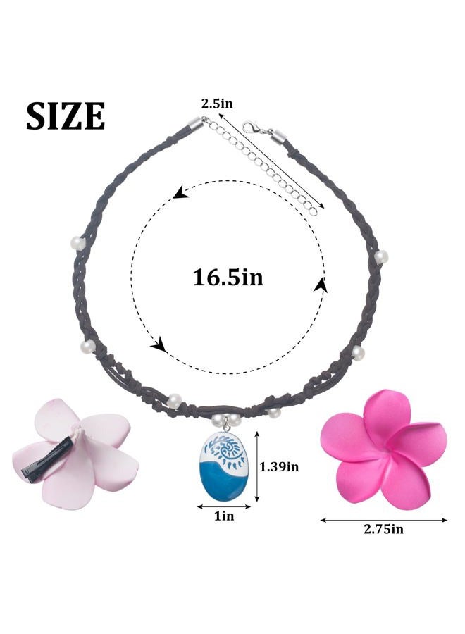 GHGMAO Princess Costume Accessories Hawaiian Flowers Garland Headband Flower Clips Necklace Boho Shell Anklet Halloween Party Favors Dress Up Accessories - Image 3