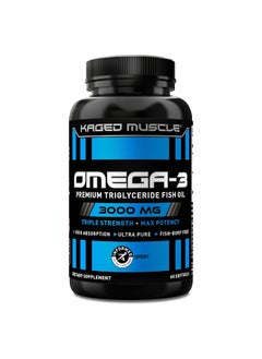 KAGED MUSCLE Omega 3 Fish Oil Supplements, 3000Mg, 60 Soft Gels  - Image 1