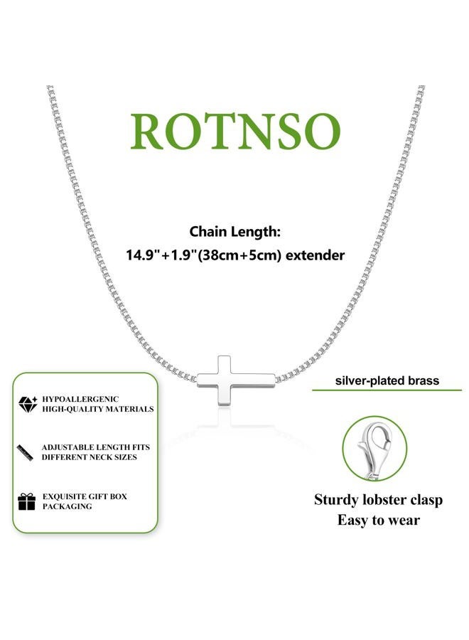 Rotnso Cross Necklace for Women 14K Real Gold Silver Plated Dainty Small Cross Pendant Choker Simple Trendy Cute Cross Charm Chain Necklace Easter Basket Stuffers Baptism Religious Faith Jewelry Gift - Image 5