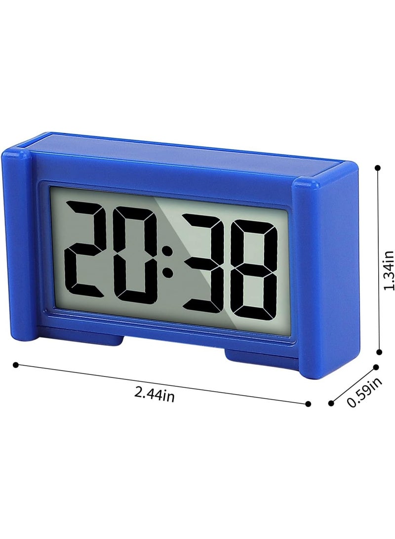 Meetion 1pc Small Digital Clock, Vehicle Adhesive Clock with Jumbo LCD Time & Day Display, Mini Car Dashboard Clock Battery Operated for Desktop Car Truck Dashboard & Air Vent (Blue)  - Image 5