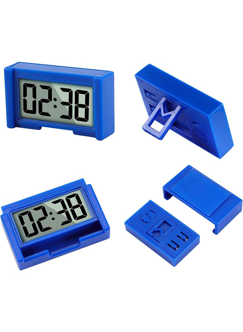 Meetion 1pc Small Digital Clock, Vehicle Adhesive Clock with Jumbo LCD Time & Day Display, Mini Car Dashboard Clock Battery Operated for Desktop Car Truck Dashboard & Air Vent (Blue)  - Image 2