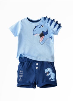 Elegant Kids Tiny Trendsetter: Boys' Cool Cotton Tee & Shorts Set | Playful Styles & Breezy Comfort  - Image 1