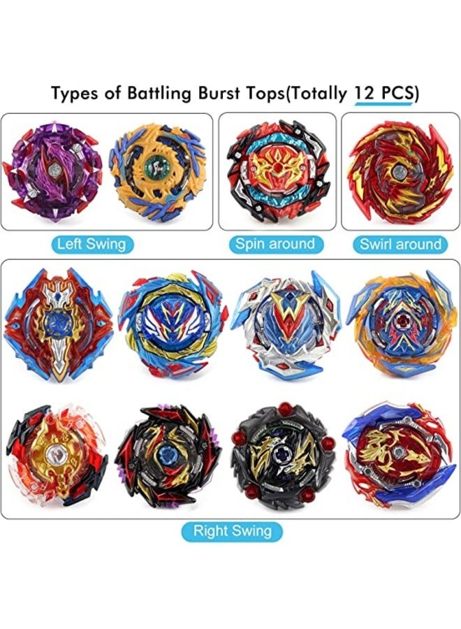 12 Piece Set Battle Tops Case Toy 4D Fusion Metal Master Rotating Gyro Toy Set With Launcher Storage Box and Other Accessories  - Image 2