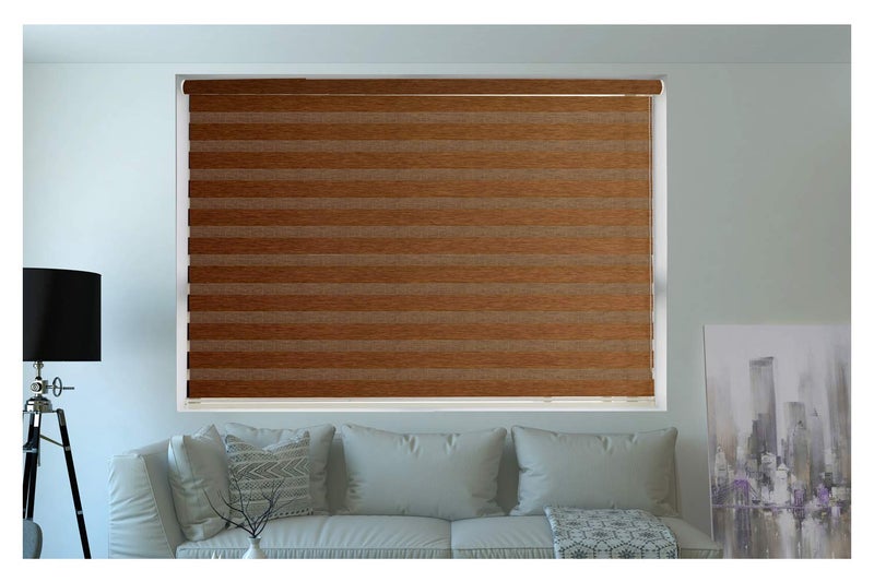 ZEBRA BLINDS Polyester Blend W-120 X H-130 cm Wooden Blind for Window or Outdoor Home Decor (Brown) - Image 2
