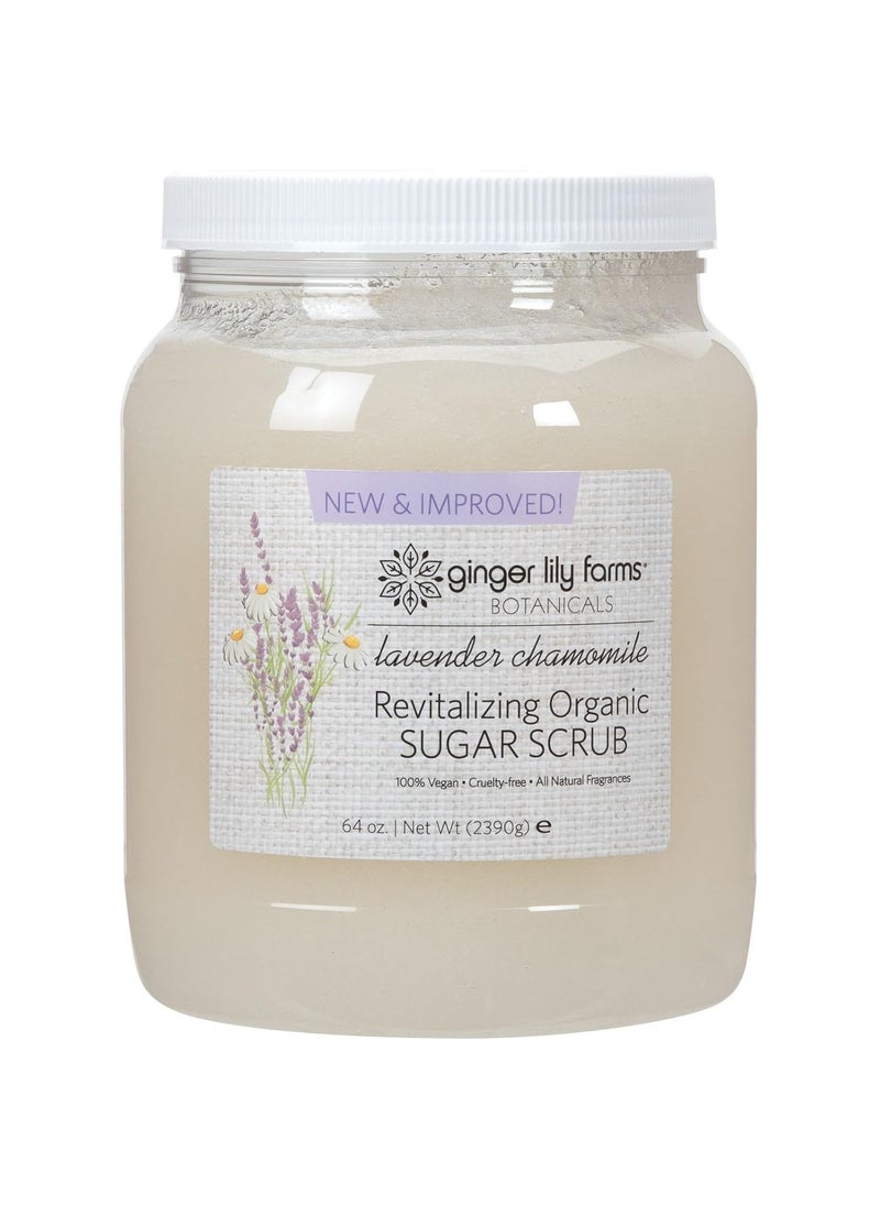 ginger lily farms - Ginger Lily Farms Botanicals Revitalizing Organic Sugar Scrub AllNatural Skin Exfoliating Sugar Crystals 100 Vegan  CrueltyFree Lavender Chamomile 64 oz - Image 1