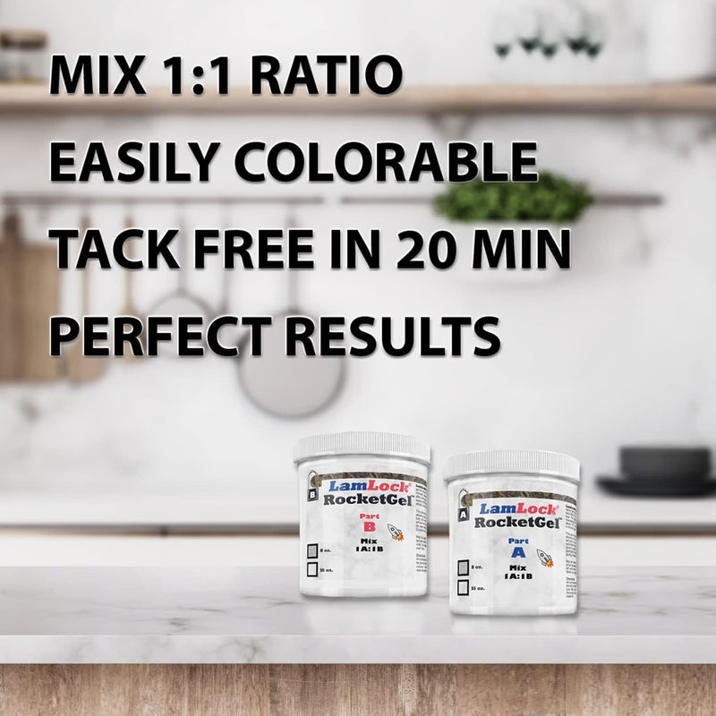 LamLock RocketGel 25 Minute Professional Epoxy Countertop Kit for Granite, Tile, and Quartz Countertop Repair Kit, Tile Crack Repair, Chips and Fills Epoxy Grout - Image 3