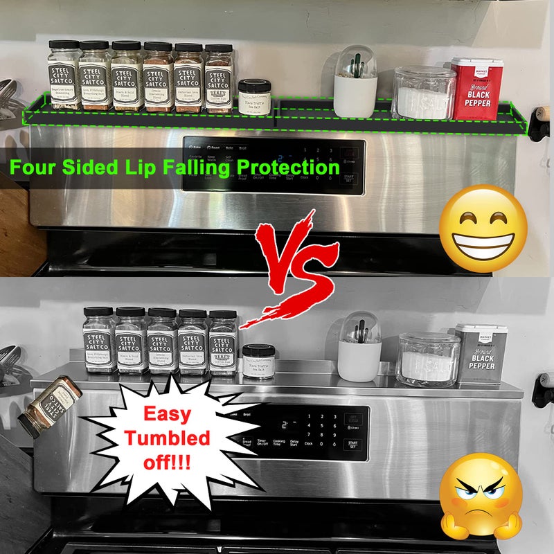 Mofason Silicone Magnetic Stove Top Shelf 30 Inch  Kitchen Over Stove Oven Shelf  Magnetic Spice Rack Organizer  Non-Slip Above Stovetop Tray For Back Of Stove -Black - Image 5