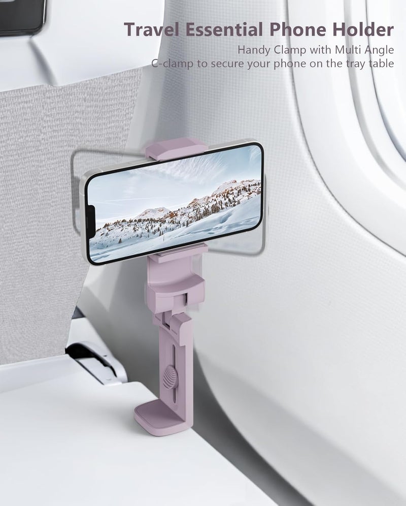 MiiKARE Travel Essentials Airplane Phone Holder, Universal Handsfree Phone Mount for Flying with 360 Degree Rotation, Travel Must Haves Phone Stand for Desk, Tray Table, Purple&Blue - Image 2